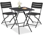 Relaxdays Balkonm&ouml;bel Set, 3-teilig, 1 Tisch & 2 St&uuml;hle, klappbar, Gartengarnitur