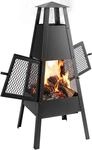 Outsunny Feuerschale 41 x 40,5 x 97 Feuerstelle mit konischem Zugkamin 