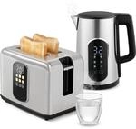 HOMCOM Wasserkocher Toaster Set, Fr&uuml;hst&uuml;ckset, Edelstahl, Silber | 2200 W,...