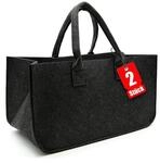 BigDean 2 St&uuml;ck Filztasche gro&szlig; in Anthrazit f&uuml;r Kaminholz Kaminholzkorb |...