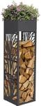 ML-Design Kaminholzregal Innen Au&szlig;en Metall Brennholzregal mit Pflanzkasten 