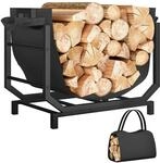 Outsunny Kaminholzregal f&uuml;r Innen Erh&ouml;ht 53 x 33 x 43 cm Metall Schwarz 