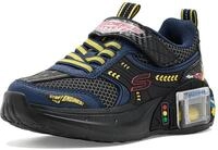 Skechers Jungen Garage Turnschuhe, Black & Navy Synthetic/Textile/Yellow, 27 EU