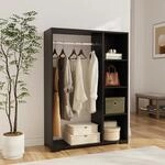 [en.casa] Kleiderschrank Nesbyen Schwarz 126 x 90 x 30 cm | offener...