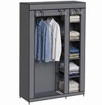 HOMCOM Kleiderschrank Stoffschrank, 110 x 45 x 175 cm, Grau | Stoffschrank mit
