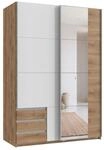 luma-Home 22677/ Schwebet&uuml;renschrank 2-TRG,Eiche Dekor & Abs. Wei&szlig;,Spiegel 