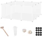 PawHut Freigehege Freilaufgehege 12 Platten Igel 105 x 105 x 45 cm Wei&szlig; | Laufstall,