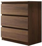 Mirjan24 Kommode Malwa M3 mit 3 Schubladen (Nuss Warmia) | Griffloses Sideboard...
