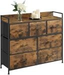 Relaxdays Kommode, 7 Stoffschubladen, Metall, MDF, HxBxT: 98 x 85 x 28,5 cm,