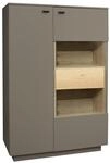 Highboard Lino Taupe matt und Eiche massiv
