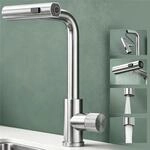 Mai & Mai K&uuml;chenarmatur mit ausziehbarer Brause, Silber | Wasserhahn K&uuml;che