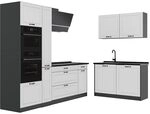Vicco Eckk&uuml;che R-Line, Wei&szlig; Landhaus/Anthrazit 230 x 120 cm | 8 Module &middot;