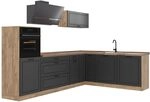 Vicco Eckk&uuml;che R-Line, Anthrazit Landhaus/Goldkraft Eiche 287 x cm | 12 Module...