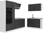 Vicco Eckk&uuml;che R-Line, Anthrazit Landhaus/Wei&szlig; 230 x 120 cm | 8 Module &middot;