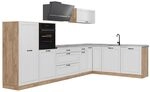 Vicco Eckk&uuml;che R-Line, Wei&szlig; Landhaus/Goldkraft Eiche 347 x cm | 8 Module &middot;