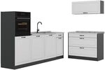 Vicco K&uuml;chenzeile R-Line, Wei&szlig; Landhaus/Anthrazit 220 cm | 6 Module &middot;