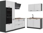 Vicco Eckk&uuml;che R-Line, Wei&szlig; Landhaus/Anthrazit 230 x 120 cm | 8 Module &middot;