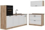 Vicco K&uuml;chenzeile R-Line, Wei&szlig; Landhaus/Goldkraft Eiche 220 cm | 6 Module &middot;