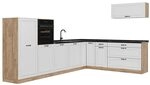 Vicco Eckk&uuml;che R-Line, Wei&szlig; Landhaus/Goldkraft Eiche 327 x cm | 8 Module &middot;