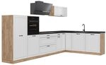 Vicco Eckk&uuml;che R-Line, Wei&szlig; Landhaus/Goldkraft Eiche 347 x cm | 8 Module &middot;