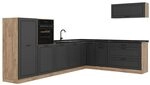 Vicco Eckk&uuml;che R-Line, Anthrazit Landhaus/Goldkraft Eiche 327 x cm | 8 Module...