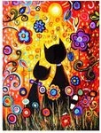 Pracht Creatives Hobby Diamond Painting Set, Bild mit Motiv Katzen mit Blumen und