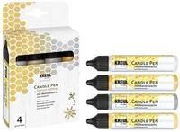 KREUL 49756 - Candle Pen 4er Set Glamour Lighting, Glitter-Silber, Glitter-Gold,