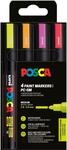 POSCA - Acrylmarker PC-5M 4er Set Neon 1,8-2,5 mm Rundspitze | 4 Marker in