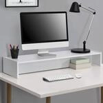 [en.casa] Monitorregal 100x27x15cm Wei&szlig; Monitor-Erh&ouml;hung Monitorst&auml;nder