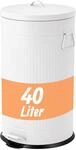 Relaxdays M&uuml;lleimer, 40 Liter, K&uuml;che, entnehmbarer Inneneimer, wei&szlig; | Fu&szlig;pedal,