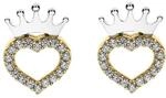 Disney Prinzessin Ohrringe aus Silber f&uuml;r Damen, Krone aus Gelbgold, verziert...