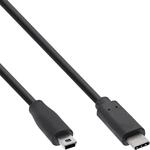 InLine USB 2.0 Kabel, Typ C Stecker an Mini-B Stecker (5pol.), schwarz, 1m