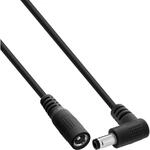 InLine DC Verl&auml;ngerungskabel, Winkelstecker 5,5 x 2,5mm, schwarz, 2m | 2 m, AWG 18,