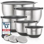 Moritz & Moritz 5er R&uuml;hrsch&uuml;ssel mit Deckel - 0,6 bis 4,5L - Anti-Rutsch 