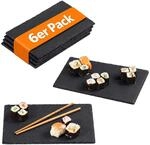 Relaxdays Schieferplatte 6er Set, 20 x 30 cm, anthrazit | Servieren von K&auml;se &