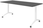 b&uuml;m&ouml; Seminartisch klappbar fahrbar 180x80 cm Graphit, Gestell wei&szlig; -...