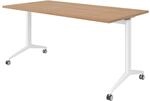 b&uuml;m&ouml; Seminartisch klappbar fahrbar 160x80 cm Nussbaum, Gestell wei&szlig; -...