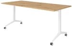 b&uuml;m&ouml; Seminartisch klappbar fahrbar 180x80 cm Asteiche, Gestell wei&szlig; -...