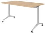 b&uuml;m&ouml; Seminartisch klappbar fahrbar 140x80 cm Eiche, Gestell Silber -...