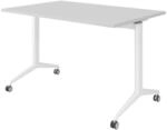 b&uuml;m&ouml; Seminartisch klappbar fahrbar 120x80 cm grau, Gestell wei&szlig; - Klapptisch