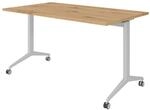 b&uuml;m&ouml; Seminartisch klappbar fahrbar 140x80 cm Asteiche, Gestell Silber -...