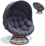COMHOMA Papasansessel, gem&uuml;tlicher Drehsessel mit Kissen rund, bequemer