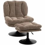 HOMCOM Relaxsessel mit H&ouml;henverstellbarem Hocker, f&uuml;r Wohnzimmer, Braun |...
