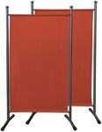 QUICK STAR 2 St&uuml;ck Paravent 180 x 78 cm Rotorange - Raumteiler Stellwand...