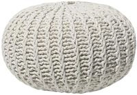 Beliani Pouf Beige Baumwolle Rund Moderner in II | Stoff, F&uuml;llung Kugeln aus
