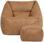 icon Natalia Kunstlederstoff Sitzsack Sessel und Hocker mit F&uuml;llung, Braun | In