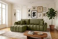 WFL GROUP Ecksofa 280x184 cm mit Schlaffunktion & Bettkasten &ndash; Olivgr&uuml;n Samt...