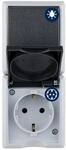 REV AquaForm Lichtschalter mit Steckdose, IP44, Aufputz, senkrecht, grau