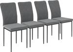 HOMCOM Esszimmerst&uuml;hle 4er Set, mit R&uuml;ckenlehne, Samtoptik, Dunkelgrau 