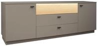 Lowboard Lino Taupe matt und Eiche massiv